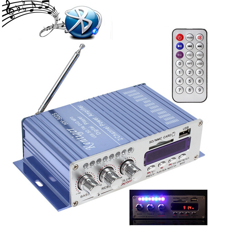 2 Channel Digital Power Player FM Car Audio MP3 Speaker Car Bluetooth Amplifier HiFi Mini with LED Light for iPod/ Motorcycle 2 Channel Digital Power Player FM Car Audio MP3 Speaker Car Bluetooth Amplifier HiFi Mini with LED Light for iPod/ Motorcycle