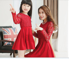 2015 summer style girl women lace dress babymmclothes mom and daughter dresses matching mother daughter clothes family look