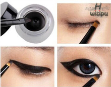 New Cosmetic Waterproof Eye Liner pencil make up black liquid Eyeliner Shadow Gel Makeup Brush Black