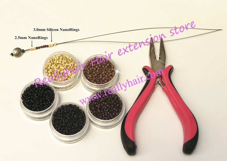 5000pcs Silicone Nano rings 1pcs three hole plier 1 pcs NanoRings hook needle for NanoRings font