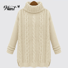 Want Wool Women Knitted Sweaters And Pullovers Fashion 2015 Autumn Oversized Turtleneck Sweater Cute Winter Women Knitwear MY1