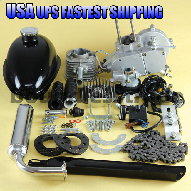 OPHIR 2 Stroke Cycle 48cc 49cc 50cc Engine Motor Kits for Motorized Bicycle Silver Gas Engine