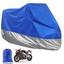 Universal Blue-Silver L Size 220*95*110cm Motorcycle Covering Waterproof Scooter Outdoor Cover UV Resistant Heavy Racing Bike