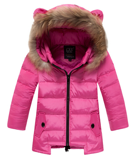 5-10 Years Girls Winter Jackets Fur Hooded Collar Children Duck Down Jackets Girls Winter Coats Children Outerwear 4 Colors