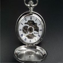 New hot Russian military Pocket Watch Silver mechanical Pocket watch Roman numerals Men Pocket watch Wholesale