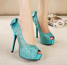 2015 Women Wedding Shoes Sexy Lace Peep Toe High Heels Platform Pumps Summer Dress Pumps Womens
