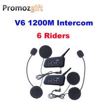 2 PCS V6 1200M Helmet Intercom Full Duplex Two-way Motorcycle Bluetooth Intercom Headset Walkie Talkie Intercom Moto Bluetooth