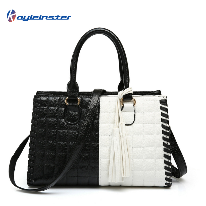New 2015 Composite Leather Women Handbag Fashion Patchwork Women Shoulder Bag Classic Black and White Panelled