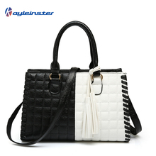 New 2015 Composite Leather Women Handbag Fashion Patchwork Women Shoulder Bag Classic Black and White Panelled