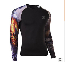 Men fitness wear Long sleeves compression T shirt quick dry tees sport tights running tops exercise