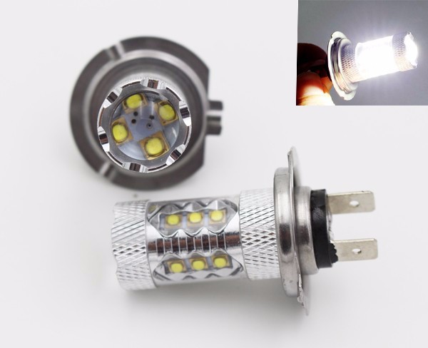 New Osram H7 80W LED Super Strong White Fog Lights Tail Driving Head Car Light Lamp Bulb H7 LED 6000K 12V 80W (2)