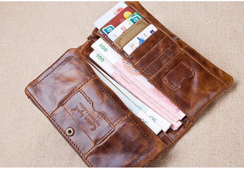 Hot Sales 2015 New Brand Men's Casual Long Wallet Genniune Leather