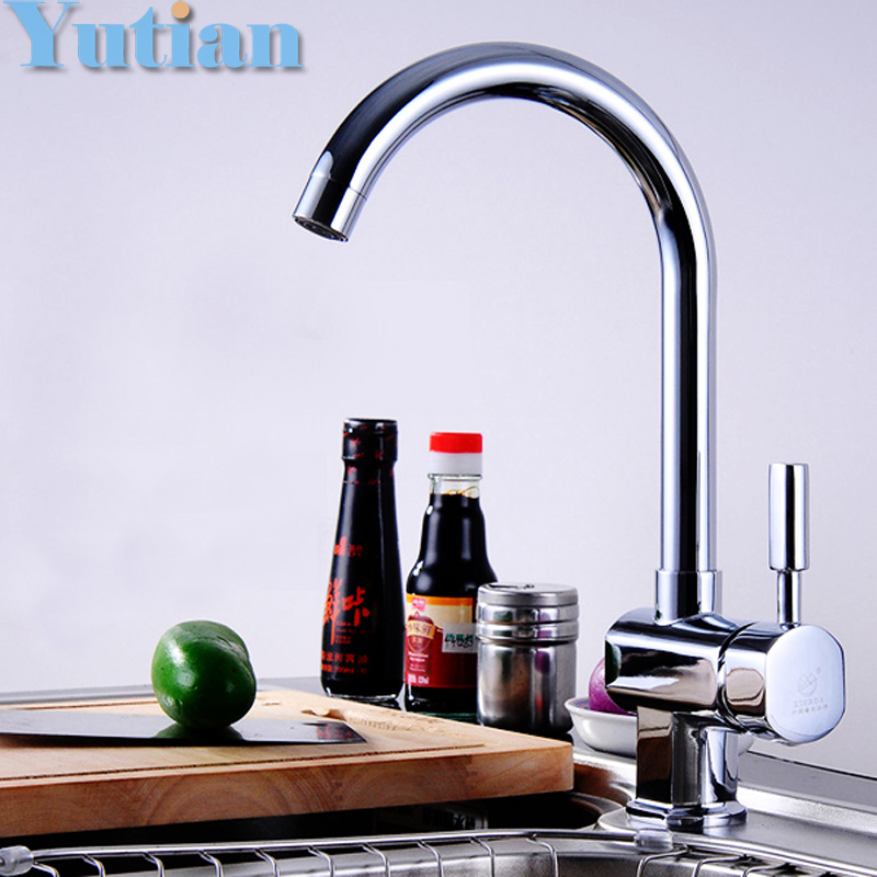 Free shipping kitchen cozinha Chromed single lever sink tap swivel hot and cold kitchen faucet mixer torneira,YT-6024