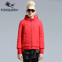 Foxqueen 2016 Spring Jacket Women Winter Coat Women Warm hooded Outwear Thin Padded Cotton Jacket Short
