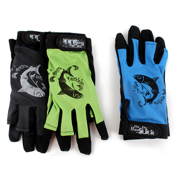1Pair Men s Skidproof Resistant 3 Cut Finger Anti Slip Rod Sports Gloves Free Shipping