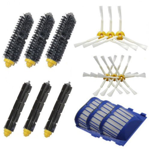 3 6 Brush Bristle Brushes 6 Armed Side Brushes AeroVac Filter Kit for iRobot Roomba 600