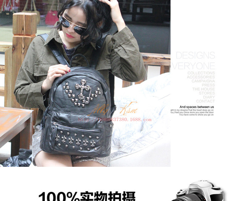 2015 South Korea Style New Campus Wind Rivet Fashion Bags Leather
