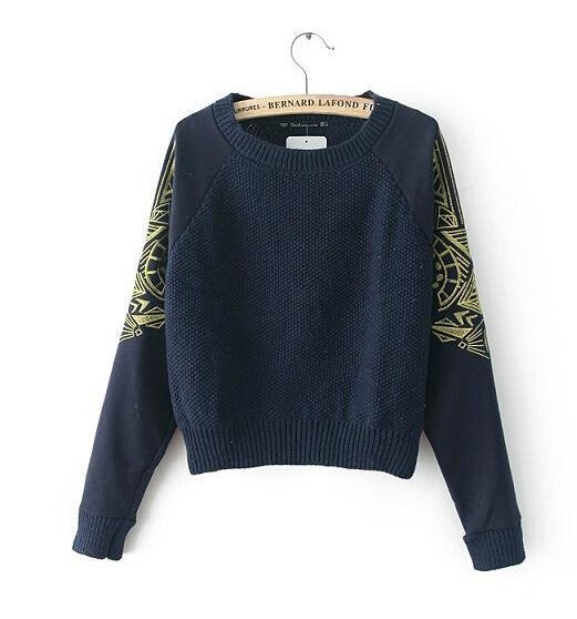 2015 women\'s autumn new retro sleeved blouses embroidered hedging short paragraph bottoming sweater free shipping (3)