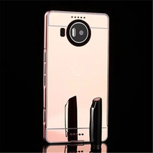 New Luxury PC + Aluminum Metal Case for Microsoft Nokia Lumia 950 XL 5.7″ Fashion Mirror Phone Cover Gold Silver