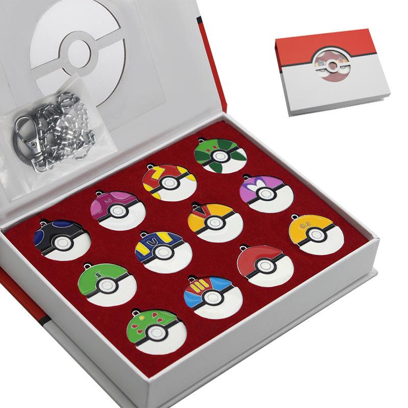 12Pcs/set Pokemon Ball Anime Action Figures Toys Pokemon Super Master PokeBall keychain pendant Juguetes with exquisite gift box