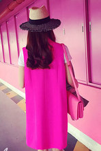 New 2015 Fashion Pink Solid Long Style Women s Suit Vest Ladies Double Breasted vests Sleeveless
