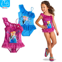 Summer Girls Swimwear Cute Anna Elsa Bikini Swimsuit Kids Ruffled Swimming Suit For Girl Children Bathing Suit Maillot De Bain