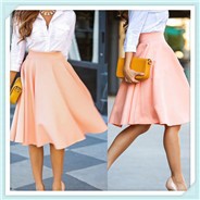 Summer-Women-Casual-Skirts-2015-New-Fashion-Elegant-Solid-High-Waist-Slim-Pleated-A-line-Bust