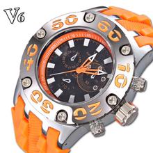V6 fresco joven hombres y niño estilo masculino Dial grande exterior reloj del deporte del silicón correa Relojes Deportivos reloj para hombre militar
