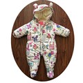2016 Fall Winter Baby Boys And Girls Footies Cartoon Thick Cashmere Graffiti Animals Small Rabbits Kids