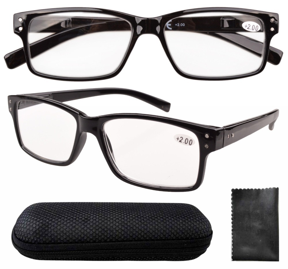 R032 Black Spring Hinges Vintage Frame Reading Glasses Men ...