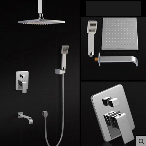 Chrome Brass Three Ways Shower Set Faucet Ceiling Mount Bathroom 8 inch Rainfall Bath Shower Mixer Faucet