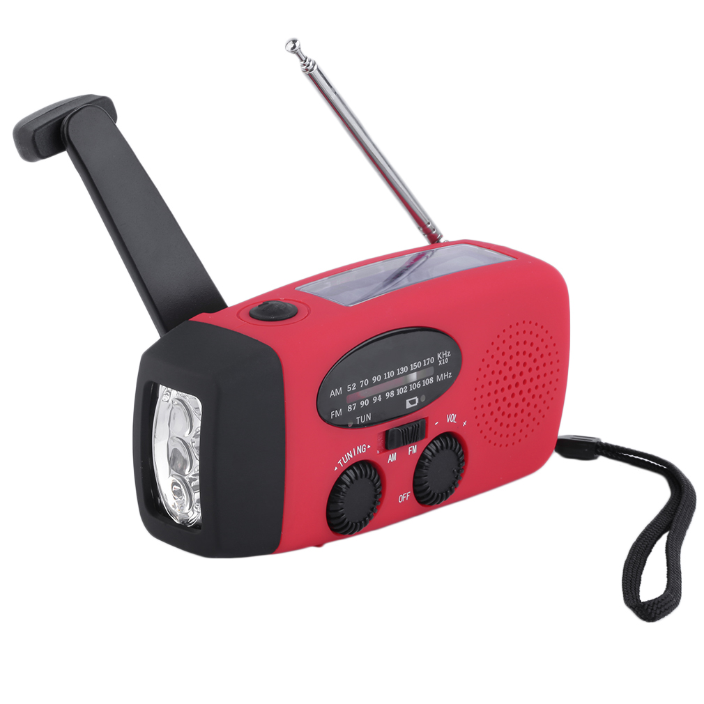 New Protable Solar Radio Hand Crank Self Powered Phone Charger 3 LED Flashlight AM/FM/WB Radio Waterproof Emergency Survival Red New Protable Solar Radio Hand Crank Self Powered Phone Charger 3 LED Flashlight AM/FM/WB Radio Waterproof Emergency Survival Red