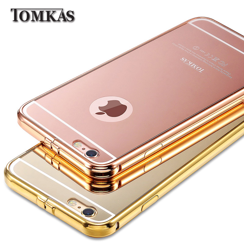 Tomkas Ultrathin Mirror Aluminum Mobile Phone Case For iPhone 6 4.7 inch Luxury with Acrylic Panel Back Cover For Apple IPHONE6