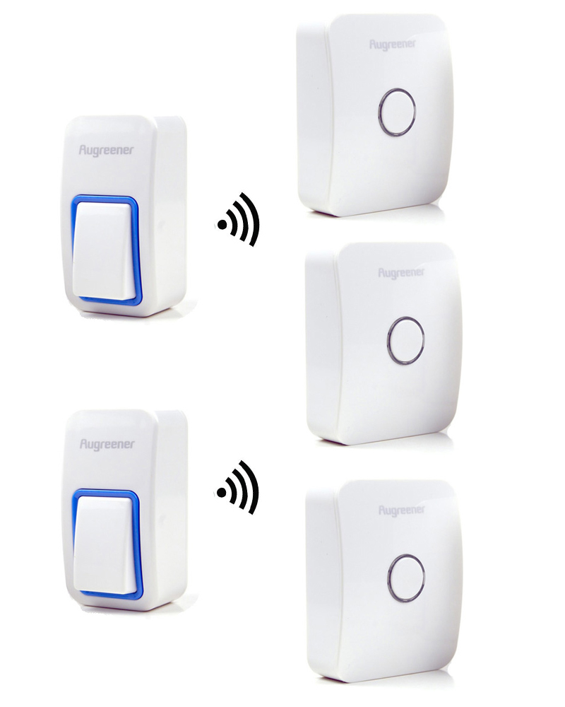 25 Tunes Wireless Remote Control Doorbell Door Bell Chime,Two Buttons and Three Receivers No
