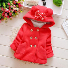 Wholesale autumn Winter Children’s clothing baby girl’s jacket coats thick bow cute jacket children outerwear Hooded Jacket