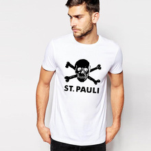 Easy Storm Slim Short Sleeve Skull 65% Cotton T Shirt Men Letter ST.PAULI Black Print T-shirt For Men Brand Clothing Tops & Tees