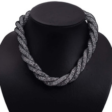 2015 New fashion handmade stardust necklace statement woven full tiny resin crystal necklace for women gifts and