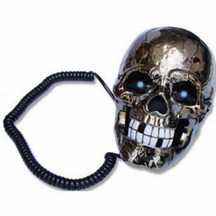 Skull Shape Telephone Crea tive Home Phone Black and White Antique Telephone Vintage Personality Skull Telephones