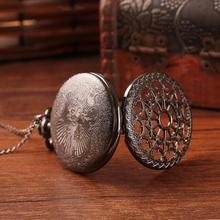 New 2015 top brand engraved hollow design antique bronze steampunk quartz women pendant watch necklaces pocket