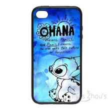 For iphone 4/4s 5/5s 5c SE 6/6s plus ipod touch 4/5/6 back skins cellphone cases cover Ohana Paint Pink/Blue Lilo Family Love