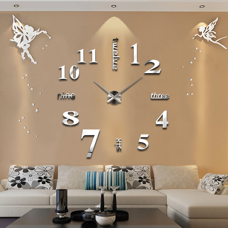 New 3D Big Home decorations big mirror DIY wall clock Modern design large decorative designer wall clock watch wall sticker