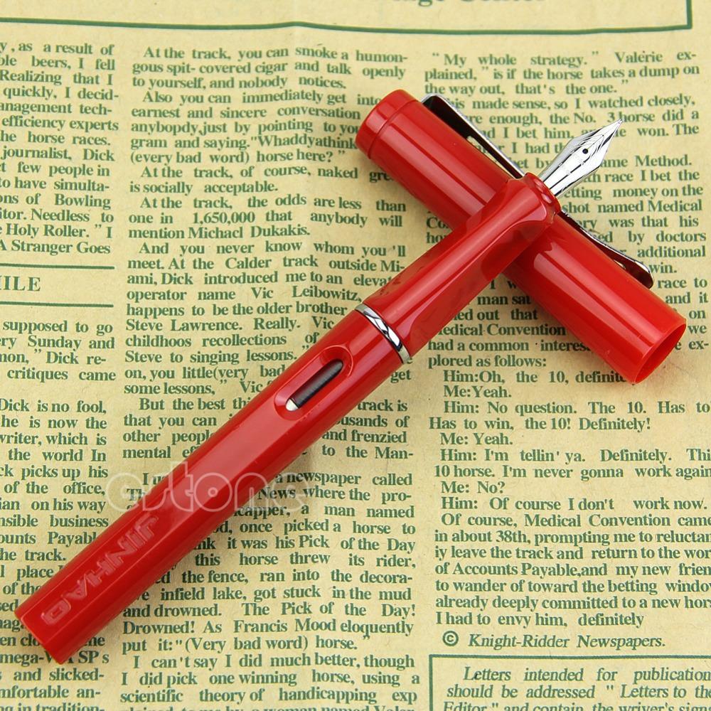 Noblest Jinhao 599A Safari Calligraphy Fountain Pen Plastic Cap & Barrel Red NEW