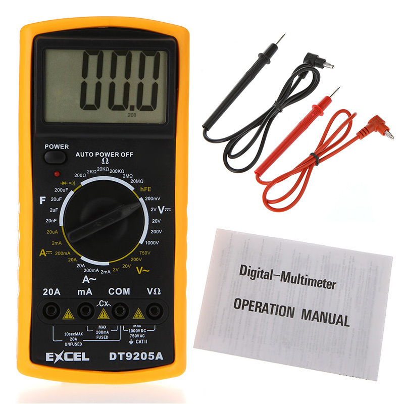 DT9205A Digital Multimeter LCD AC/DC Ammeter Resistance Capacitance Ohm Tester Meter Free Shipping