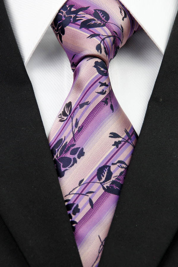 NT0287 Purple Pink Floral Man s Classic Business Wedding Party Tie Fashion Luxury Jacquard Woven Silk