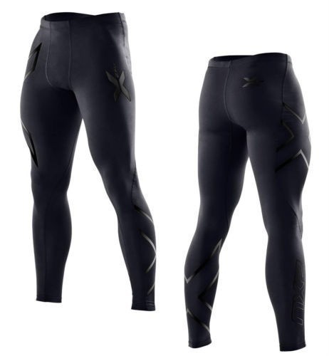 Brand-2XU-Mens-Compression-Recovery-Tights-professional-marathon-runners-joggers-stretch-pants-Hot-sale-black-logo