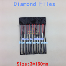 10 / pack, hay varias formas de diamantes escofina, materiales duros puede ser pulido artificial diamante 3 * 140 MM