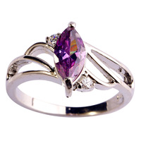 lingmei Fashion Amethyst White Topaz Silver Ring Size 6 7 8 9 10 Unisex Rings New Arrival Jewelry Wholesale Free Shipping