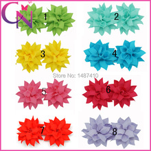 3″ Lovely Baby Girls Hair Flower Grosgrain Ribbon Flower Hair Bows With Mental Clip Cute Hairbow For Girls