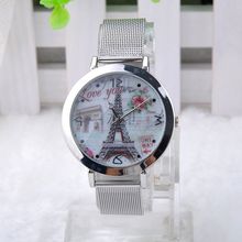 Free Shipping New Fashion Eiffel Tower Watch Stainless Steel Watch for Women Dress Watch Ladies Flower Watch Clock	Y50*MHM599#M5