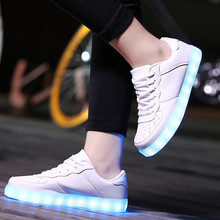 Summer Air Mesh LED Shoes 2016 Women& Men USB Charge Breathable Light Shoes Casual Luminous Shoes Different With Others